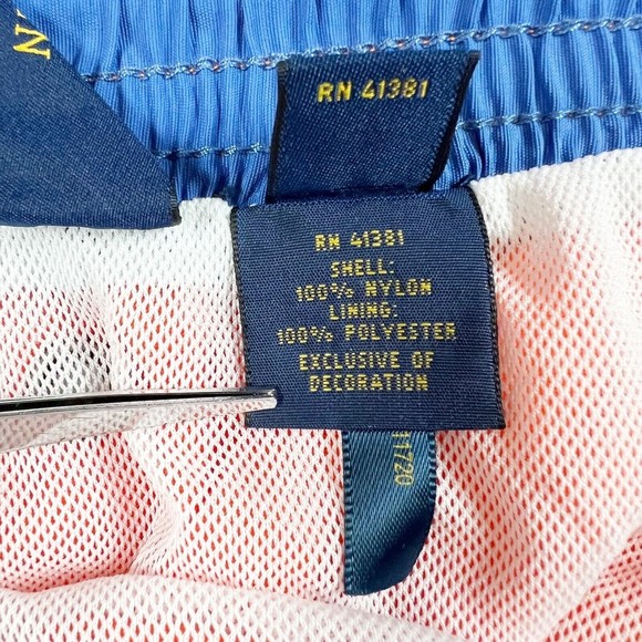 Polo Ralph Lauren Lined Swim Trunks Men XL Orange w Blue Pony Drawstring EUC!! - Picture 9 of 12